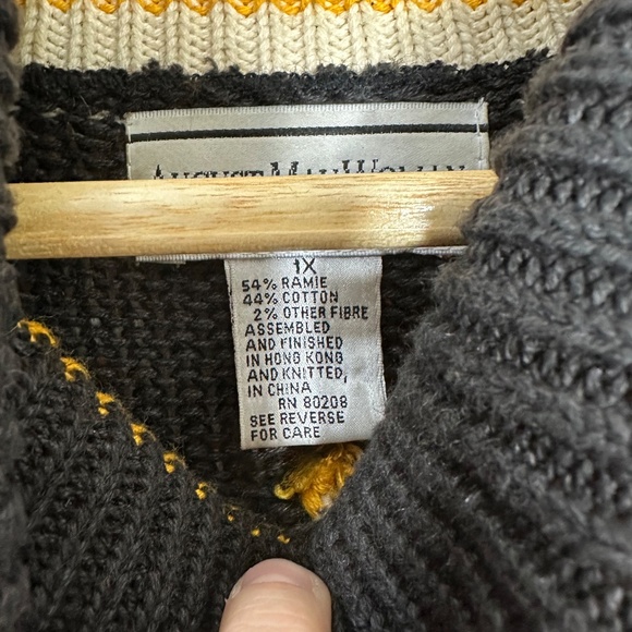 Vintage Black & Yellow Chunky Grannycore Turtleneck Geometric Artsy Sweater - Picture 7 of 7